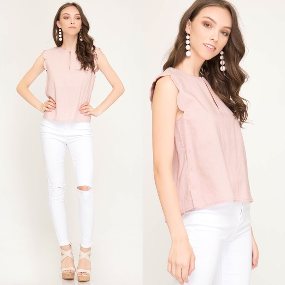 Mary & Heart Tops - Sleeveless Woven Top in Light Dusty Pink